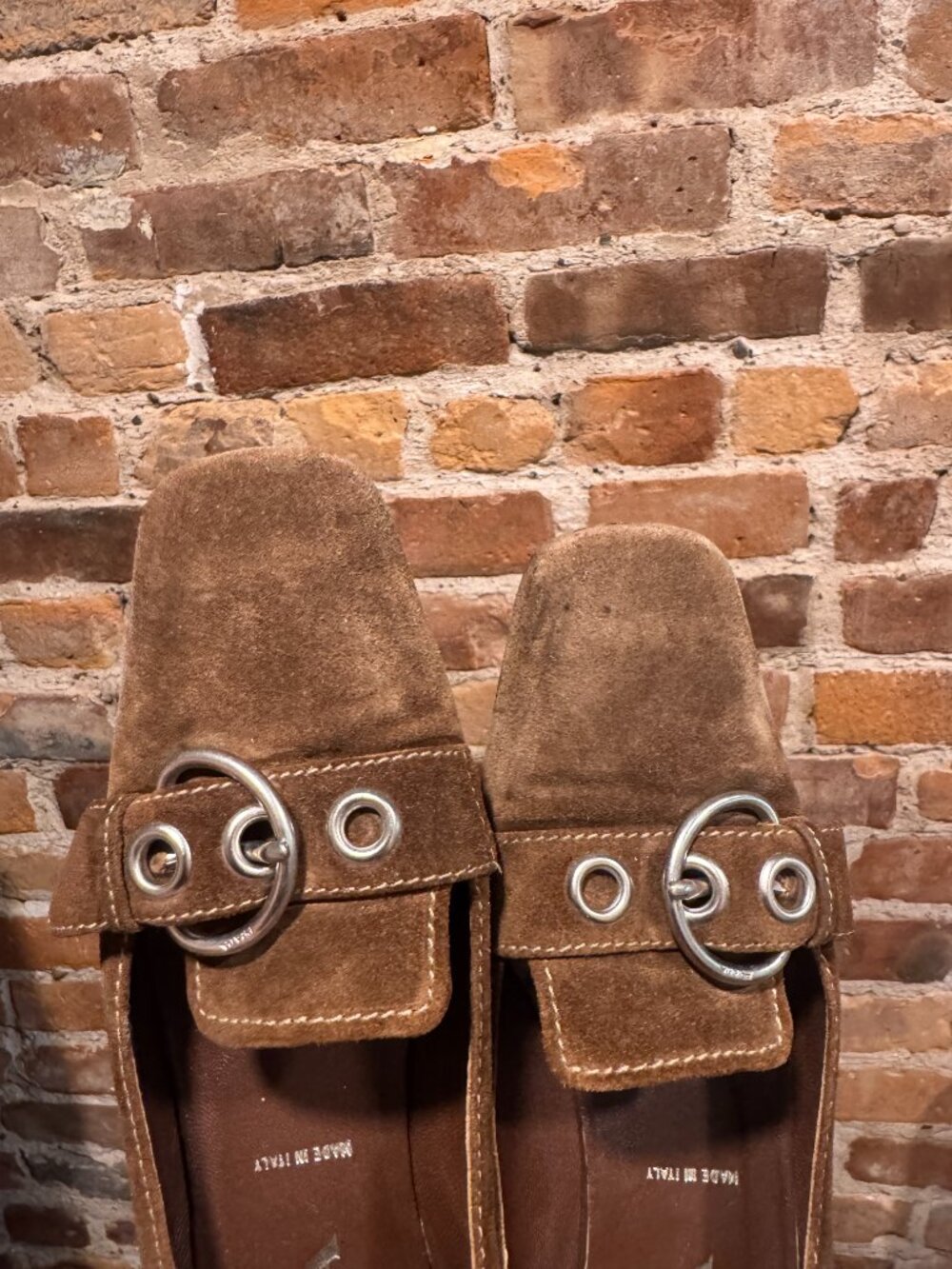 Y2K PRADA VERO CUOIO BUCKLE SUEDE KITTEN HEELS - Picture 5 of 5